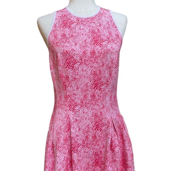 J. McLaughlin Pink Snake Skin Print Fit & Flare Sleeveless Knee Length Dress XS - Picture 3 of 10